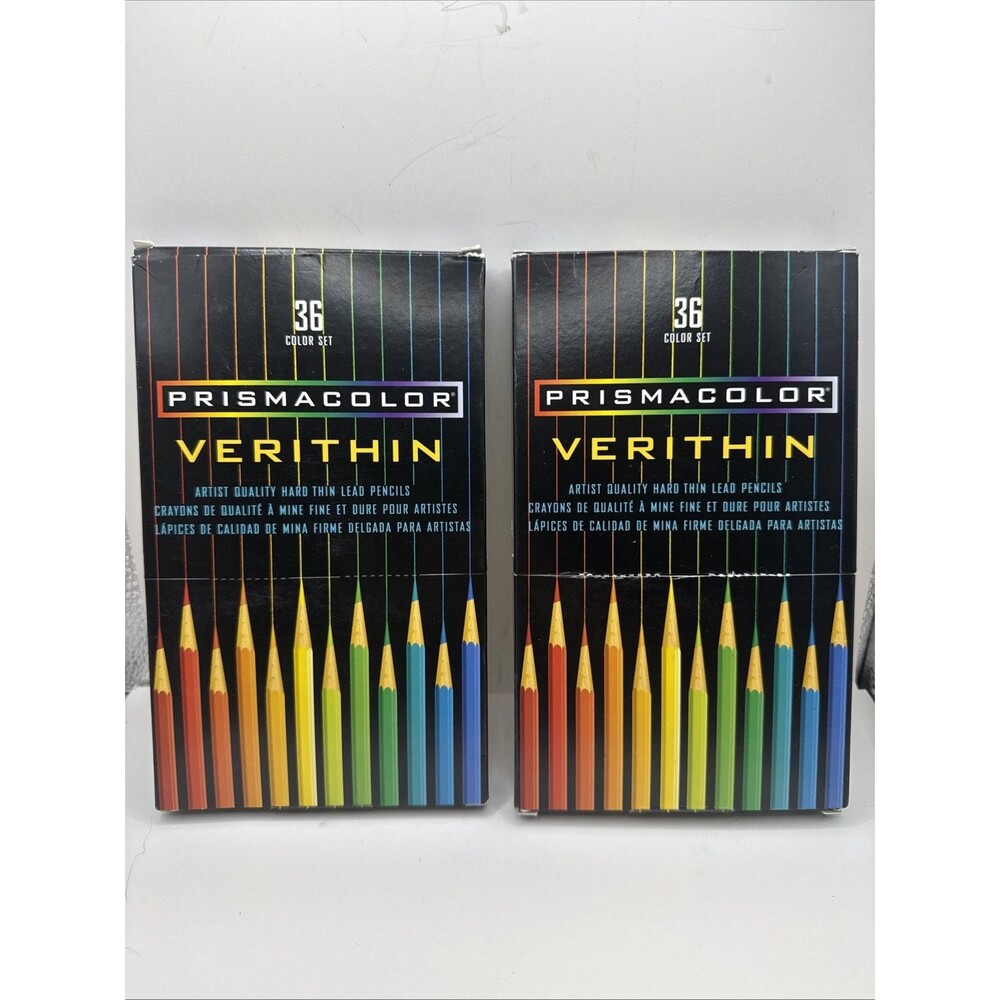 2 Prismacolor Verithin 36 Hard Thin Lead Colored Pencils Set Some New Some Used